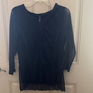 Apostrophe Black Sheer Blouse PTP 20.5 inches